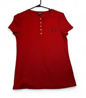 True Religion red Henley shirt in size M #henley #truereligion thumbnail 1