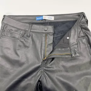 Old Navy OG Loose Faux Leather Pants Women 14 High Rise Straight Edgy Indie Moto thumbnail 6