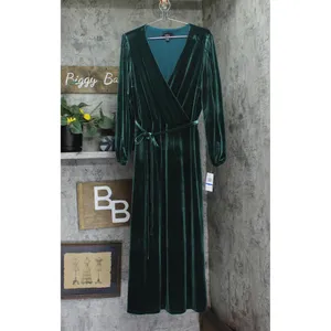 NWT Msk Womens Long-Sleeve Stretch Velvet Dress 93017220X Emerald Green XL thumbnail 5