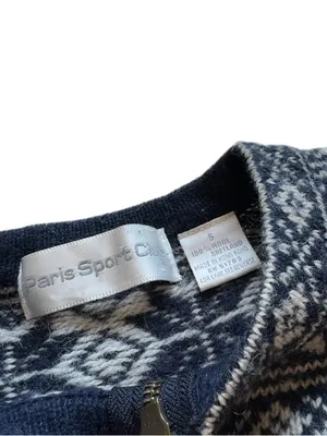 Paris Sport Club Shetland Wool Fair Isle Quarter Zip Sweater Small Nordic Knit thumbnail 9