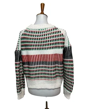 Colorful Striped Sweater Knit Size Medium White thumbnail 2