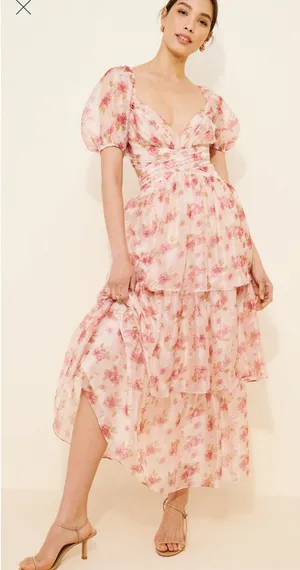 lulus Jane Chiffon floral dress thumbnail 1