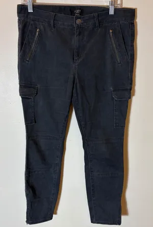 LOFT Petites Gray Skinny Cargo‎ Pants Moto Ankle Zip Utility Trousers Size 8P thumbnail 1
