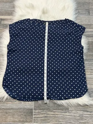 Ann Taylor Navy Blue and White Polka Dot Blouse Size Medium thumbnail 5