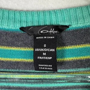 Oakley Y2K Stripe Cardigan Aqua Gray‎ Indie Grunge Soft Girl Sweater Mallcore S thumbnail 3