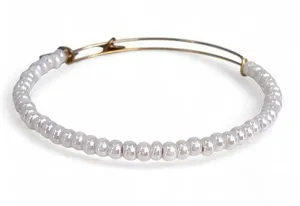 Alex and Ani Beaded Bangle Bracelet Pearly White Seed Beads thumbnail 1