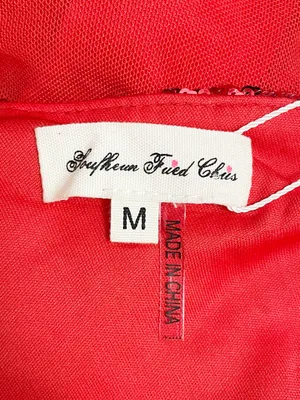 NWT Southern Fried Chics Gown Medium Red Sequin Floral One Shoulder Maxi Dress thumbnail 12