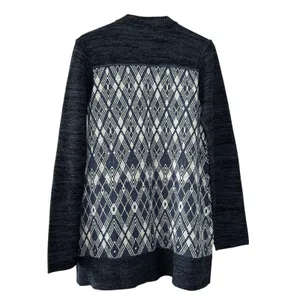 Free People Foxtrot Argyle Knit Cardigan Sweater Women's L Wool Blend‎ Preppy thumbnail 3