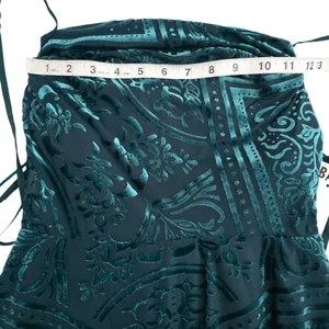 Urban Outfitters NWT 53Y UO‎ Lexi Dress Mini Teal Turquoise Velvel Burnout XS thumbnail 9