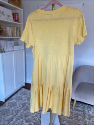 Old Navy Mini Dress Butter Yellow Coastal Cottagecore Tiered S Soft Quiet Luxury thumbnail 3