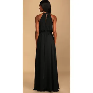 Lulus Essence of Style Black Maxi flowing skirt side slit Dress, size XS thumbnail 2