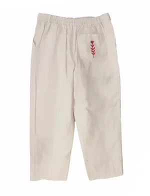 White Embroidered Ankle Pants Size L thumbnail 2