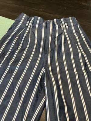 Express High Rise Wide Leg Striped Pants Size 6S Blue White thumbnail 11