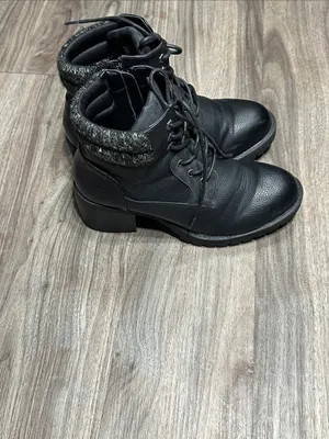 torrid Black Lace-Up Heeled Combat Boots thumbnail 7