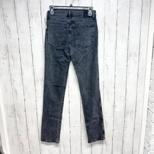 Zara Pants Women Size 2 Washed‎ Black High Rise Straight Denim Jeans Button Fly thumbnail 6