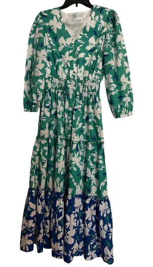 Southern Tide Blaire Blossom Bay Printed Maxi Dress - Green/Navy - Size Small thumbnail 1