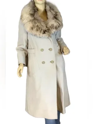 Vintage Circa 1970'S Sabrina Gray Wool W/Fox Fur Collar Coat (S) thumbnail 2