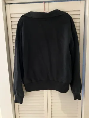 a new day Black Fleece Lined Cropped Quarter Zip Sweatshirt Size Large thumbnail 5