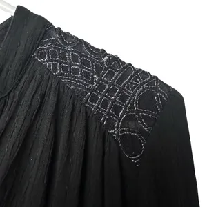 FREE PEOPLE Black Canyon Rose Metallic-Lace Blouse Hi-Lo‎ Oversized Top Size XS thumbnail 5