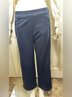 Tory Burch Women’s Navy Wide-Leg Button-Trim Pants Size Small thumbnail 3