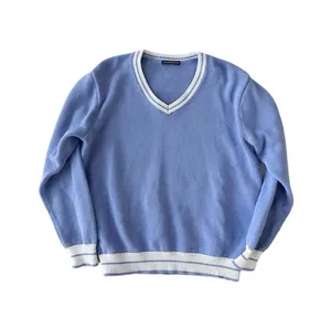 Brandy Melville Blue White Vneck Oversized Tennis Prep Sweater S M L thumbnail 2