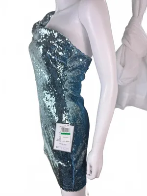 Macy's Slim Blue Sequin One-Shoulder Mini Dress thumbnail 4