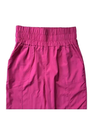 New In Smocked High Waist Elastic Waistband Joggers Hot Pink Size Large thumbnail 3