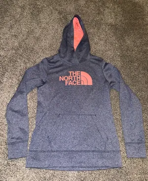 The North Face Fave Pullover Hoodie Women's, Grey with Pink Logo, Size M thumbnail 1