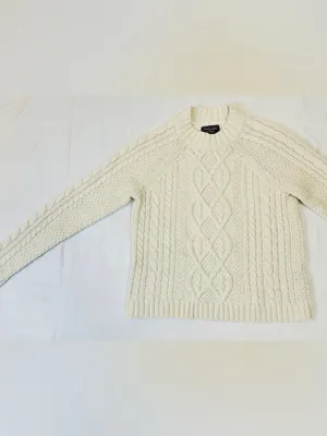Abercrombie & Fitch Ivory Cable Knit Crewneck Sweater – Ivory – XS thumbnail 6