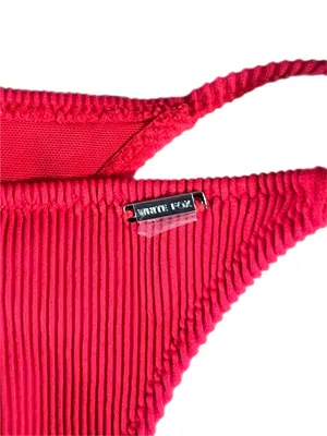 White Fox Swim "By The Pool" Ribbed Bikini Bottoms in Red - Size Small thumbnail 11