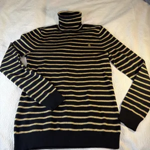 Lauren Ralph Lauren black gold metallic striped ribbed turtleneck S thumbnail 1