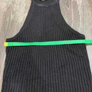 essentials by Full Tilt Black Ribbed High Neck Cropped Tank Top thumbnail 4
