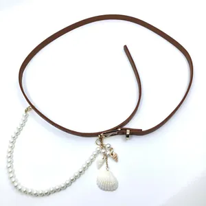 Mermaidcore Brown Faux Leather Pearl Shell Belt, Fits 32.5–35 Inches, X7GA1230 thumbnail 6