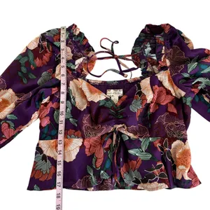 Band of the Free Floriane Purple Floral Print Crop Top Blouse Women’s Medium thumbnail 6