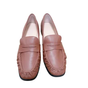 J. Crew Brown Leather Maison Ruched Loafers Sz 9 thumbnail 2