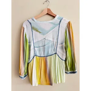 Anthropologie bl^nk london Renata Tie-Dye Blouse Luxe Boho Feminine‎ Delicate thumbnail 7