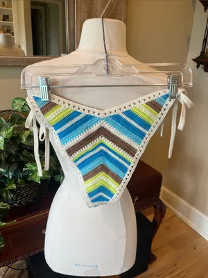 Aeri Crochet Blue Brown Yellow Bikini Bottom thumbnail 5