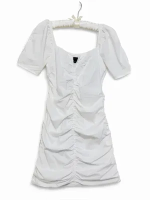 Anthropologie Sanctuary Women’s Puff Sleeve Shirred Poplin Ruched Dress Size 4 thumbnail 3