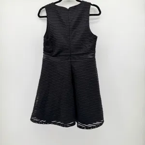 Lulus Black Sleeveless V-Neck Textured Fit and Flare Mini Dress Large LBD thumbnail 5
