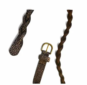 Braided Leopard Print Leather Belt thumbnail 1