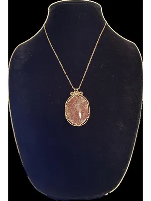 Handmade Wire-Wrapped Gemstone Pendant Necklace Earthy Red Jasper Cabochon 28” thumbnail 7