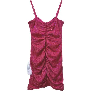 NWT Sho By Tadashi Shoji Sequin BodyCon Ruched Hot Pink Mini Dress Large $268‎ thumbnail 6