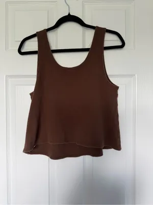 Old Navy Brown Henley Waffle Knit Tank Top Size Small thumbnail 5