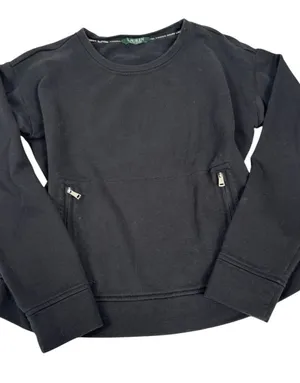 Lauren Ralph Lauren Black‎ Crewneck Sweatshirt Minimalist Pullover M/L thumbnail 1