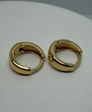 Dept Store 925 Sterling Silver Earrings 925 Sterling Silver with Yellow gold plated Huggies hoops earrings thumbnail 12
