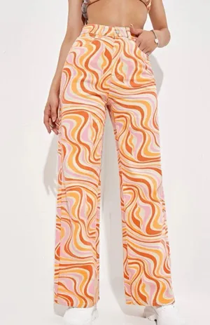 Multicolor Swirl Wide Leg Jeans Multiple Size XS thumbnail 1