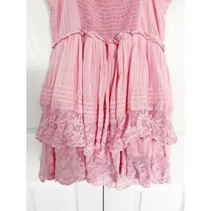 LoveShackFancy Nerida Mini Corset Tiered Dress Cherry Pink Lace Coquette thumbnail 11