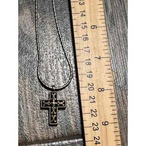 Brighton Seville‎ Cross Necklace Reversable Silver Gold 16" Two-Tone Scrollwork thumbnail 8