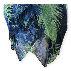 Vintage 90s Y2K Eva Blue Beaded Tropical Print Slip Dress S Fairycore Coquette thumbnail 5