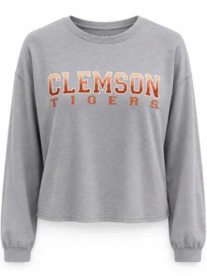 Clemson Tigers Sideline Apparel Embroidered Cropped Pullover Women’s M Gray thumbnail 2